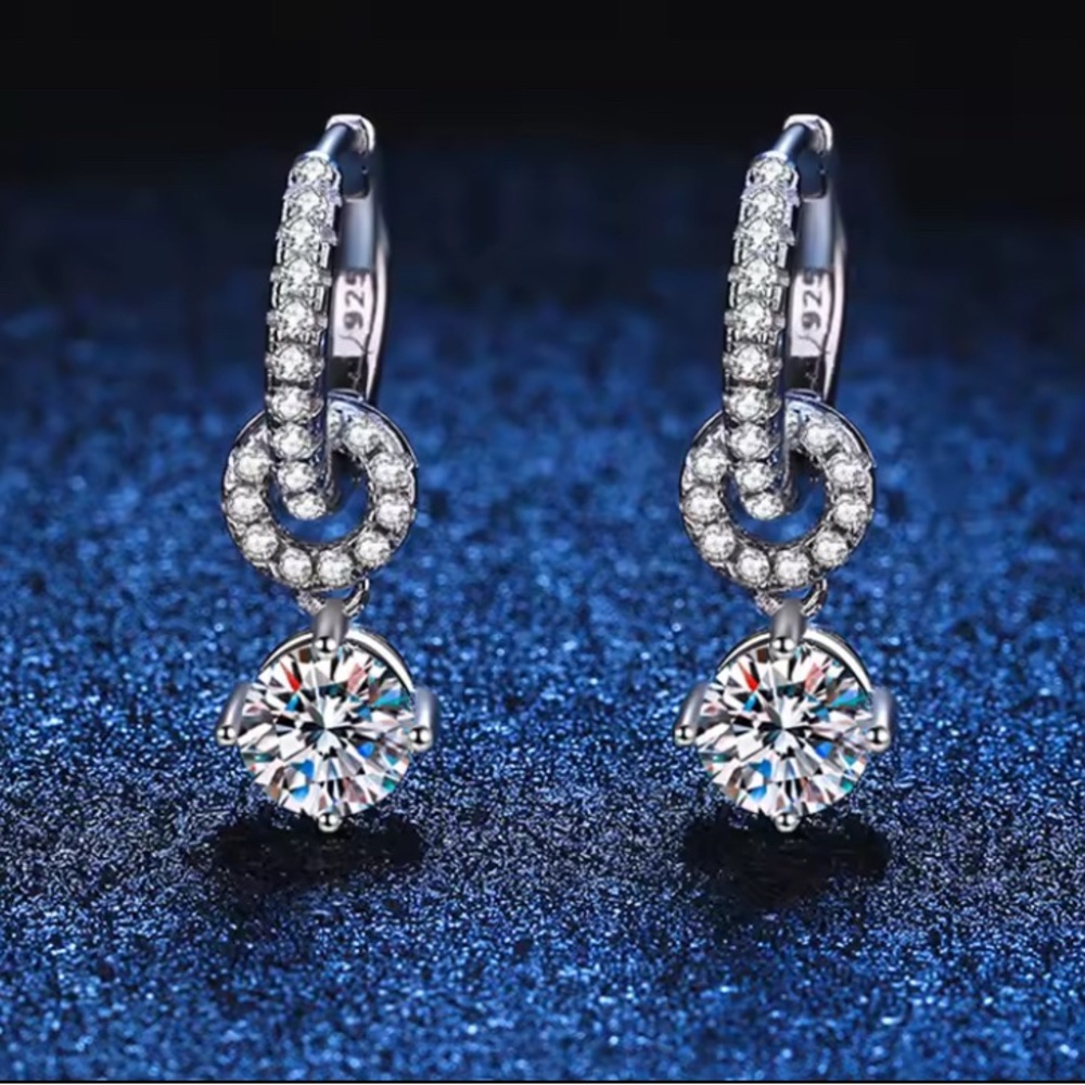 1 CT(0.5 CT Each) Moissanite 2-Way Earrings Sets In S925 With Certificate